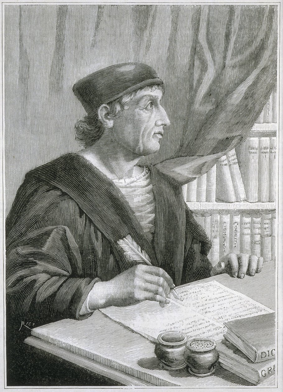Antonio de NEBRIJA (Antonio Martinez de Cala y Xarava, Antonius Nebrissensis, Antonius Lebrixen) (1441-1522). Engelsk humanist og grammatiker. Gravering af Artist Unknown