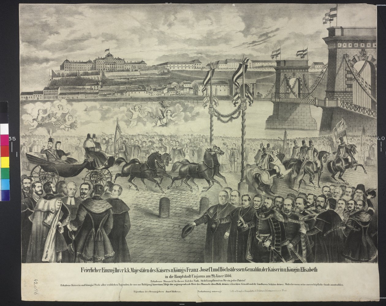 Kejserparrets ankomst til hoflageret i Budapest den 29. januar 1866 af Artist Unknown