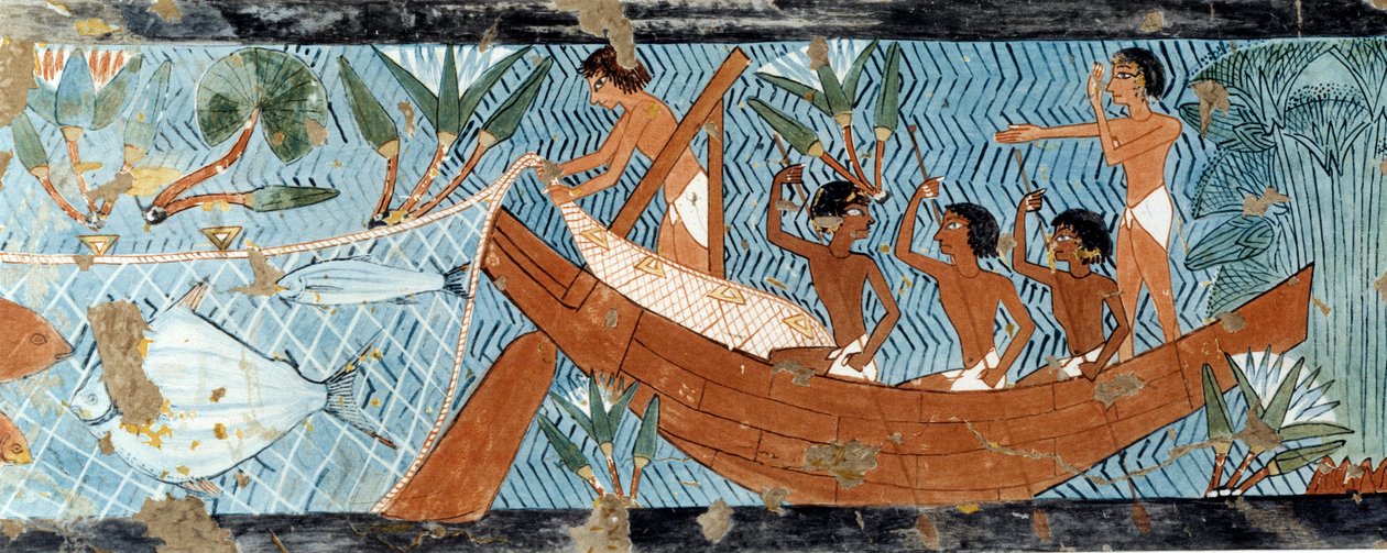 Kunst i Egypten: Fiskeri i Seinen. Faksimile gengivet fra d