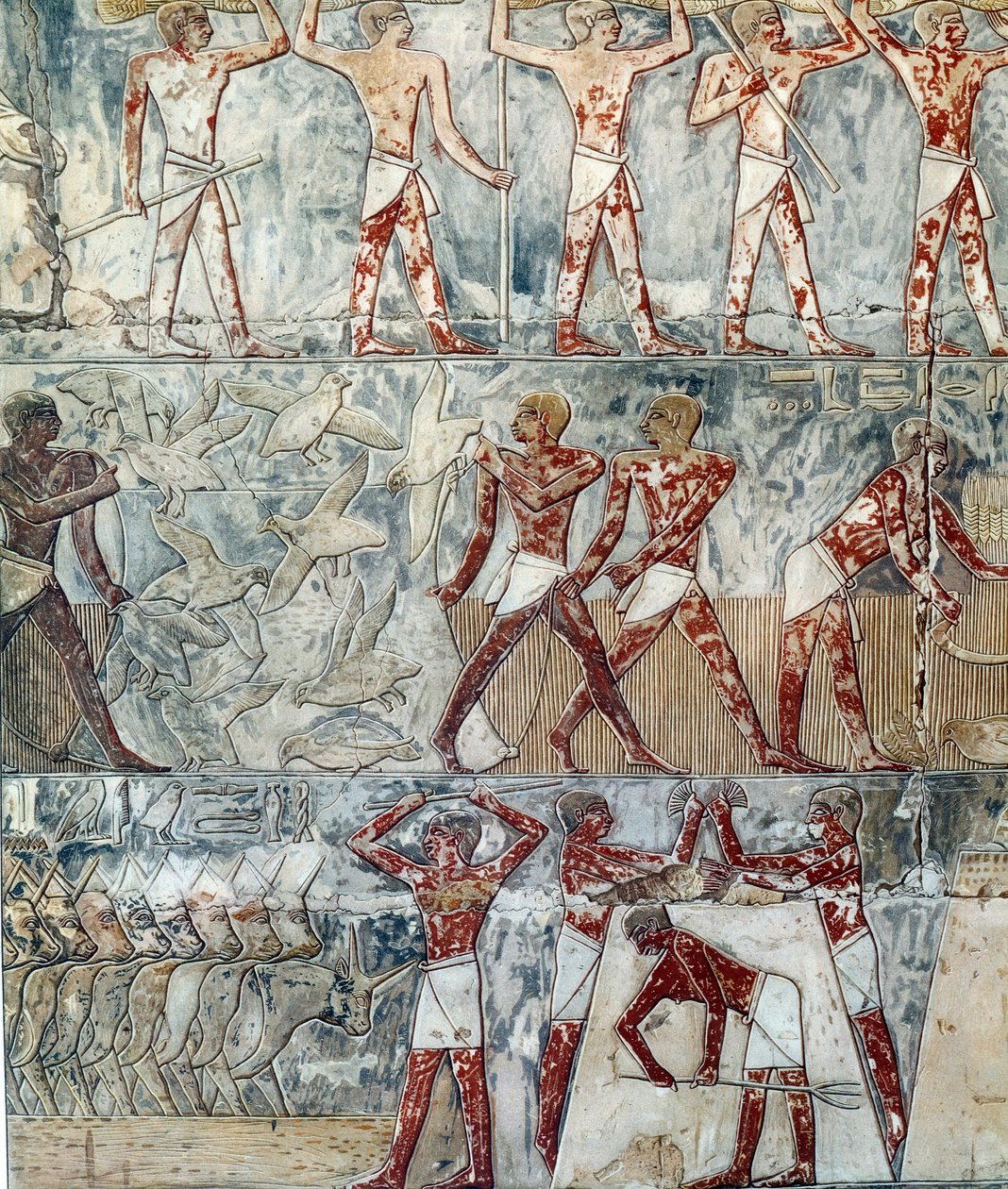 Egyptisk kunst: landbrugsscene, 6. dynasti af Artist Unknown