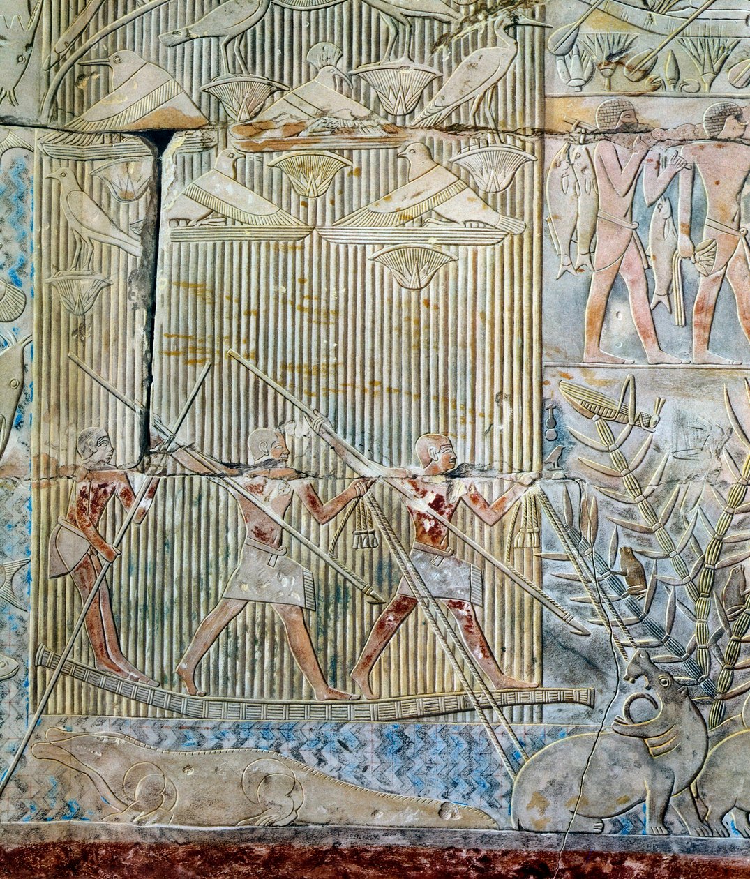 Egyptisk kunst: flodhestejagt, 6. dynasti af Artist Unknown