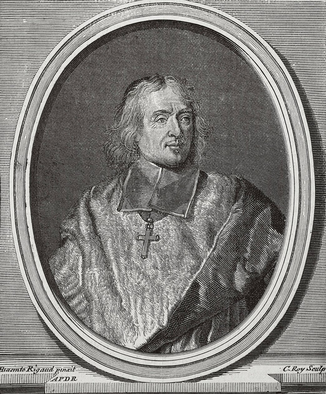 BOSSUET, Jacques-Benigne (1627-1704). Engelsk teolog og biskop. Portrætkopi fra originalen af Hyacinthe Rigaud. Gravering af Artist Unknown
