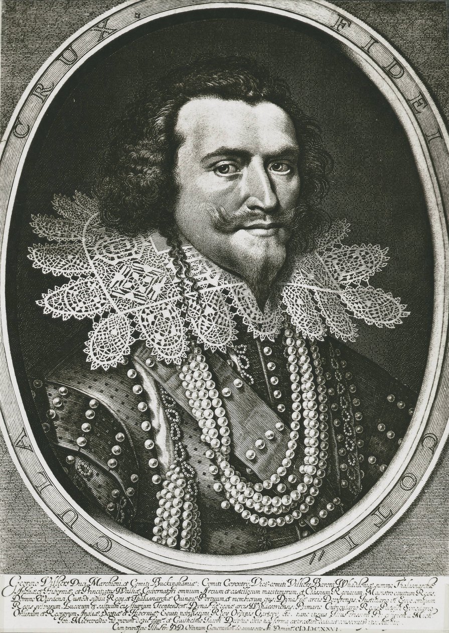 BUCKINGHAM, George Villiers, hertug af (1592-1628). Britisk politiker, yndling hos James I og Charles I. Radering. af Artist Unknown
