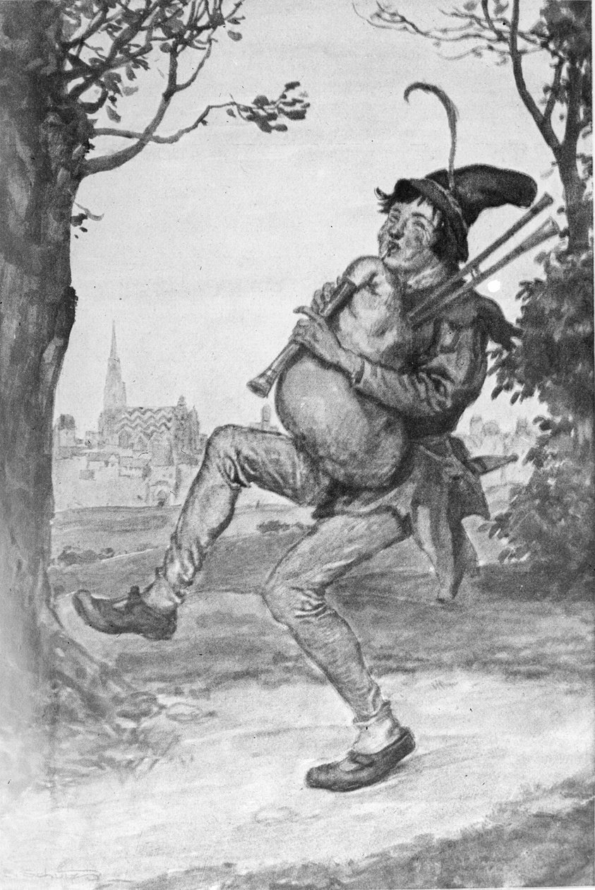 Sækkepiber blæser kærligheden Augustin af Artist Unknown