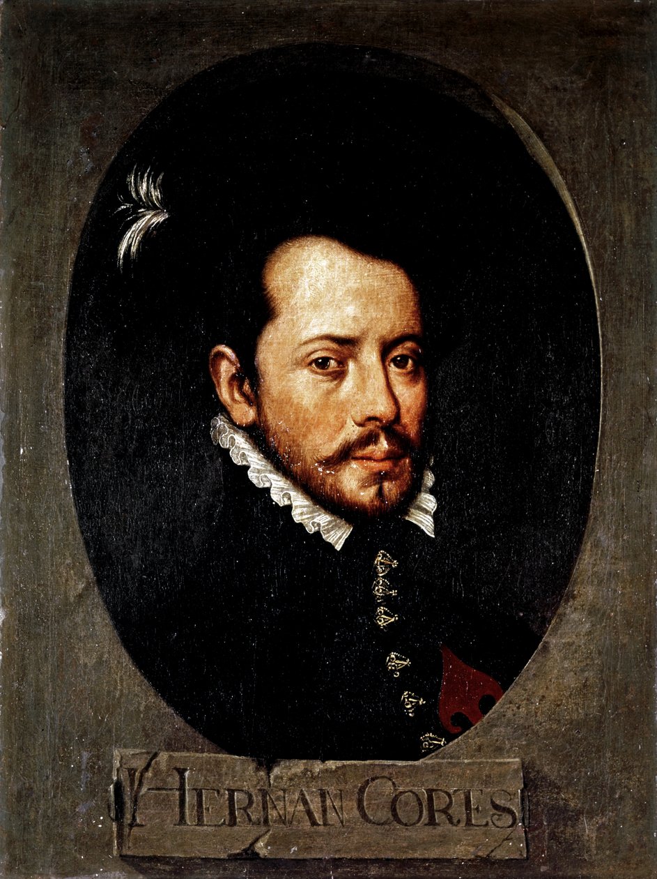 CORTES Hernan ( 1485-1547). Spansk erobrer af Mexico (olie på lærred) af Artist Unknown