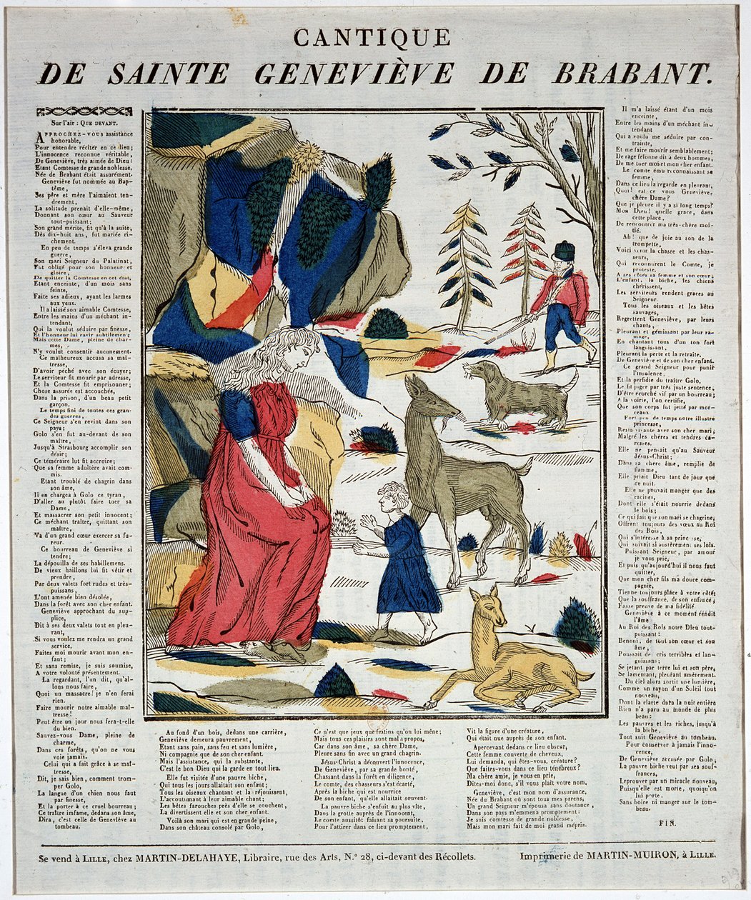 Cantique de saint Geneviève de Brabant - træsnit. af Artist Unknown
