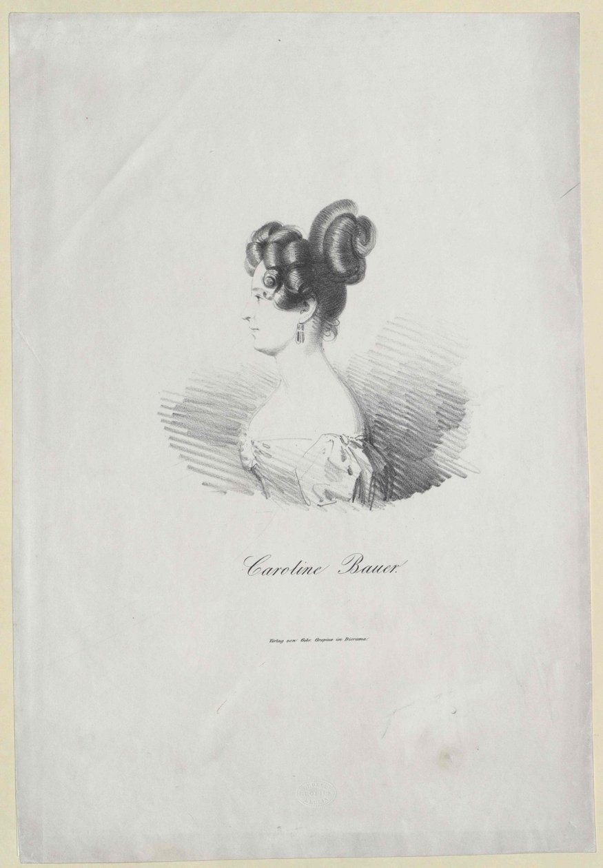Caroline Bauer (print) af Artist Unknown