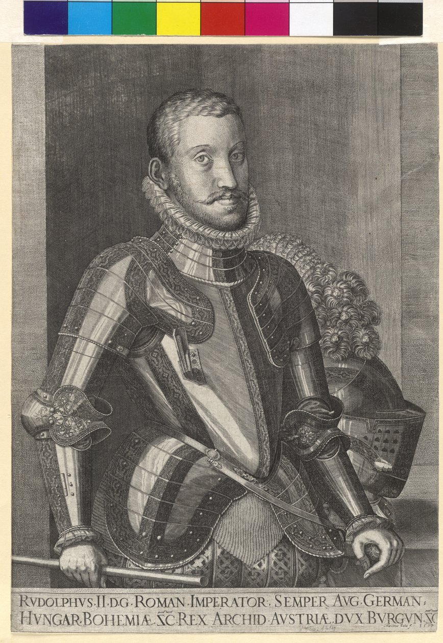 Kobberstik af Martin rota Kejser Rudolf II af Artist Unknown
