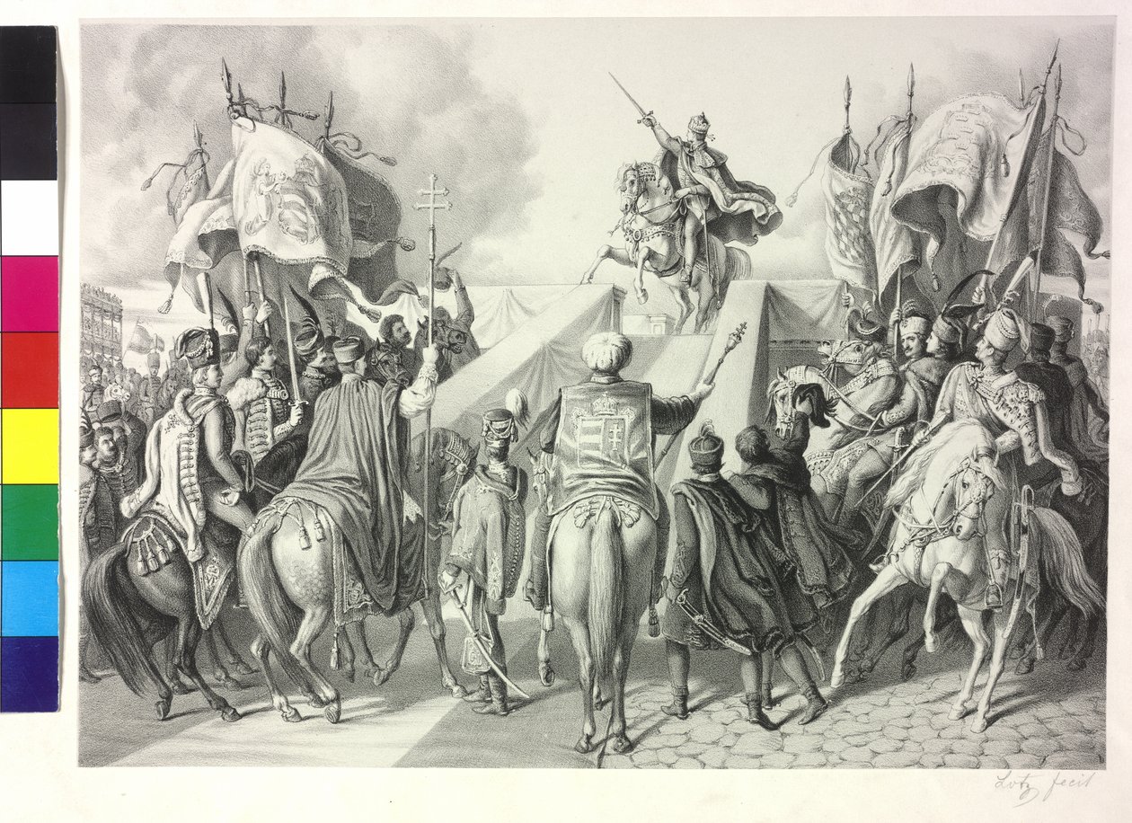 Kroning af Ferdinand I af Østrig til konge af Ungarn i Bratislava den 28. september. september 1830 af Artist Unknown