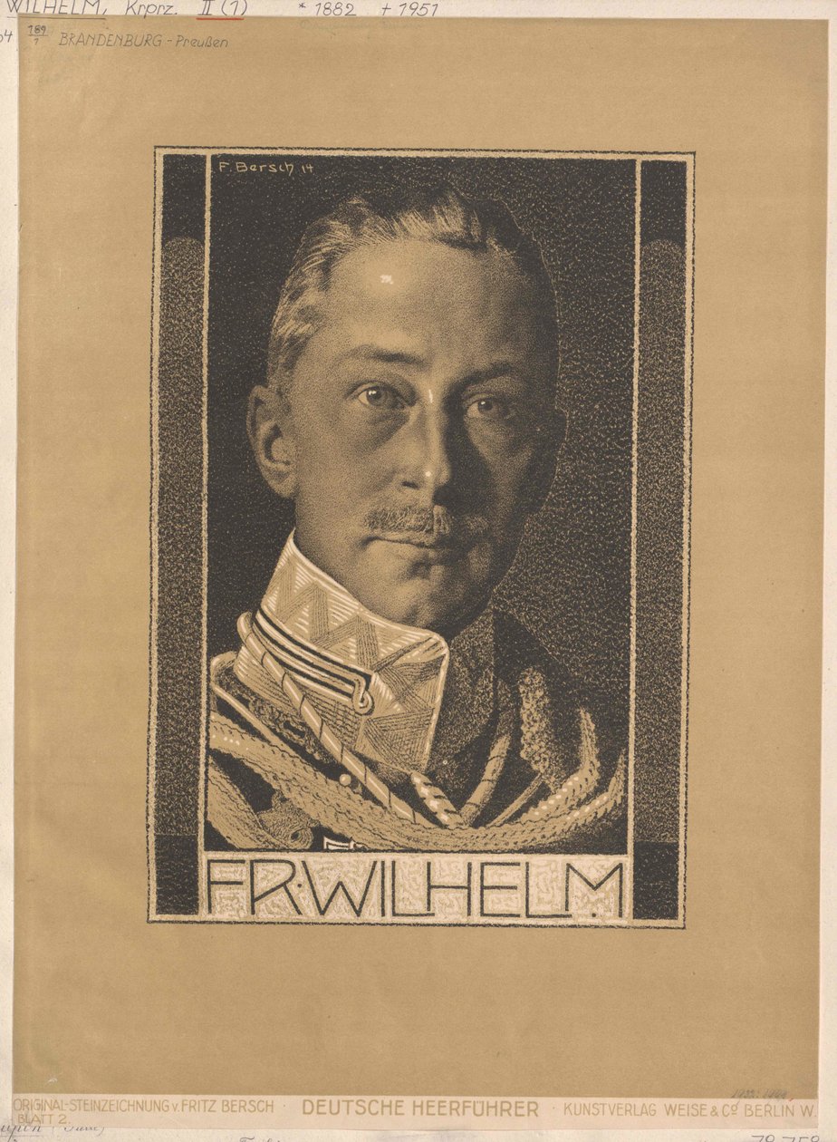 Kronprins af det tyske kejserrige og af Preussen Wilhelm (print) af Artist Unknown