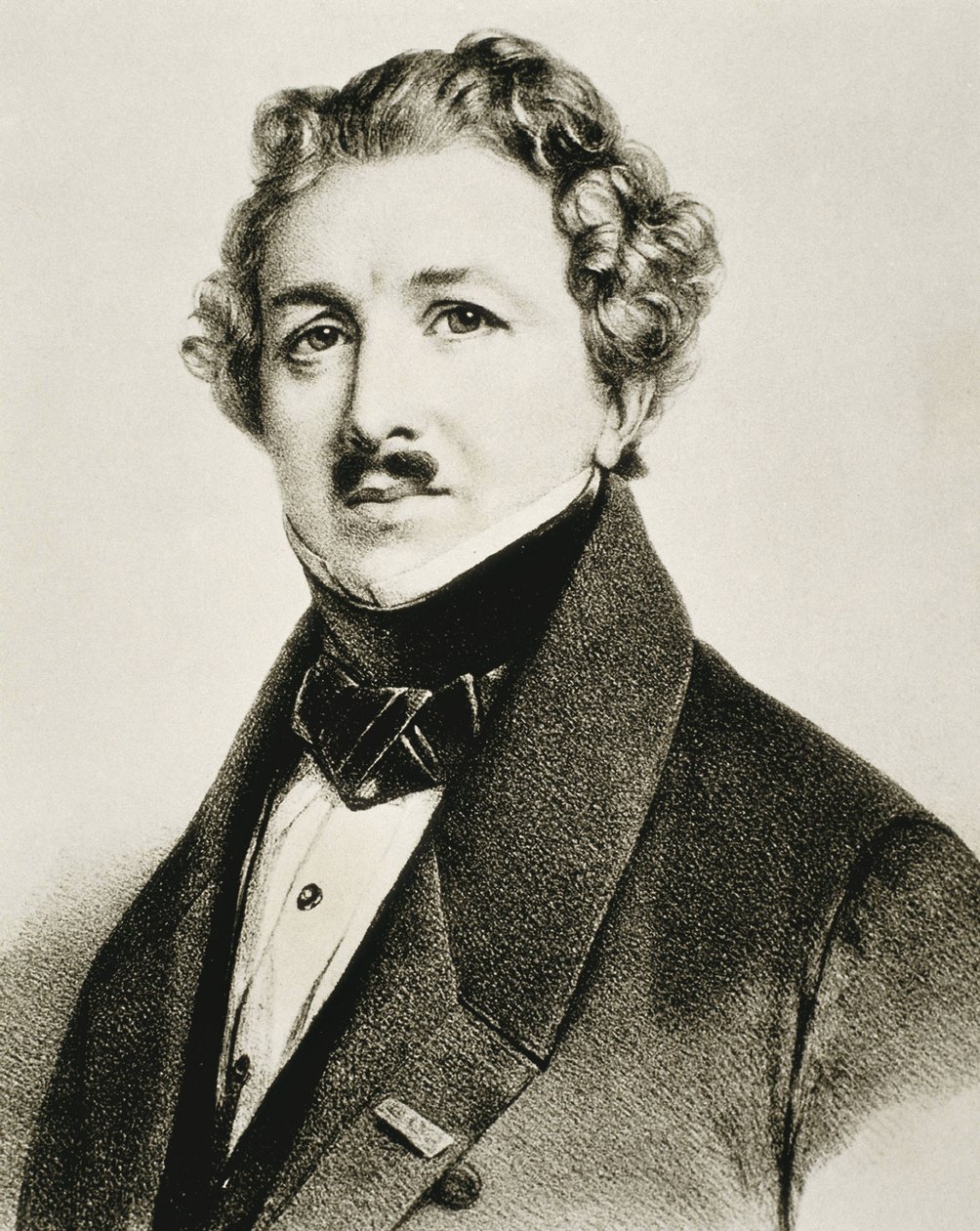 DAGUERRE, Louis-Jacques-Mande (1787-1851). Engelsk opfinder, der forbedrede fotografiet. Litografi. af Artist Unknown