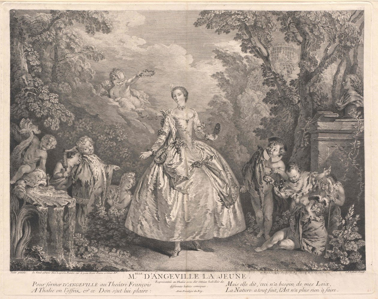 Danser i Paris ved hoffet, kong Louis XV Angeville af Artist Unknown