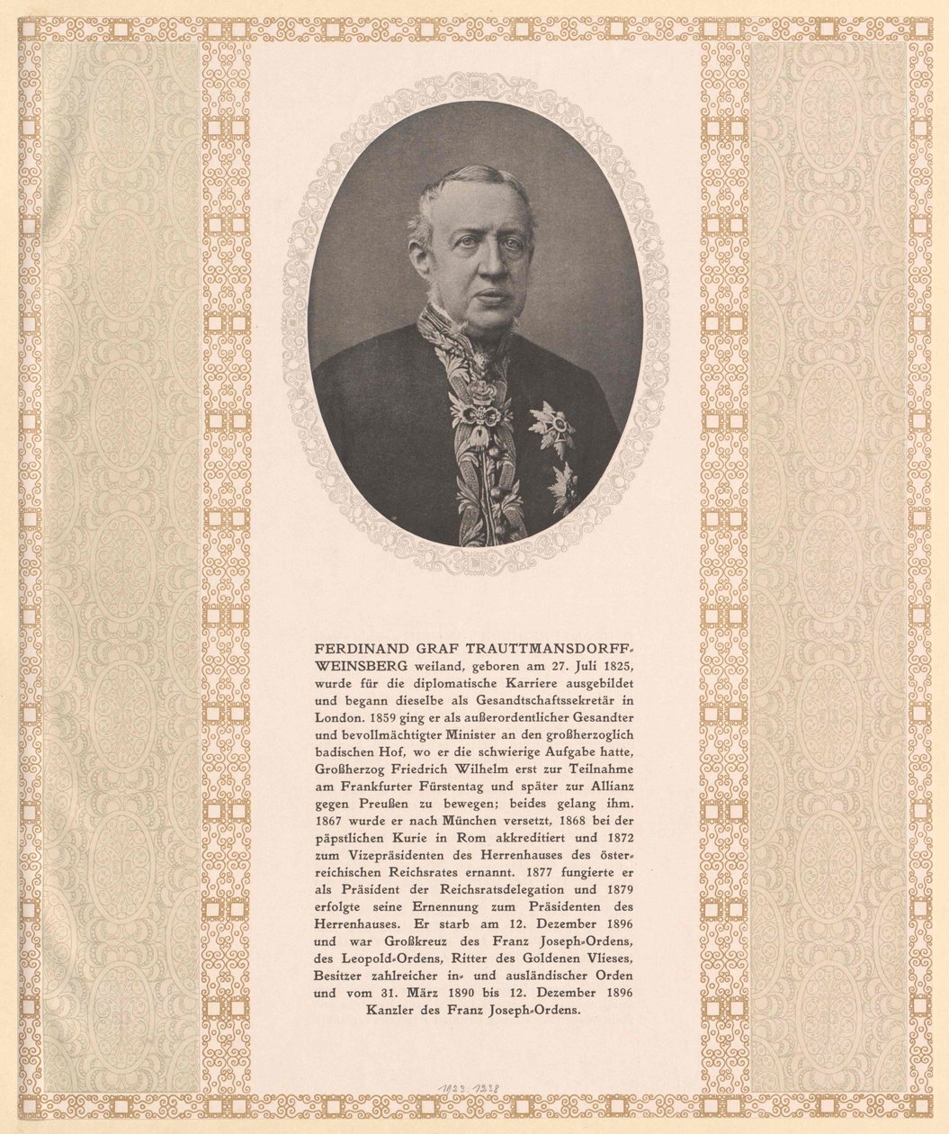 Ferdinand greve Trauttmansdorff-Weinsberg af Artist Unknown