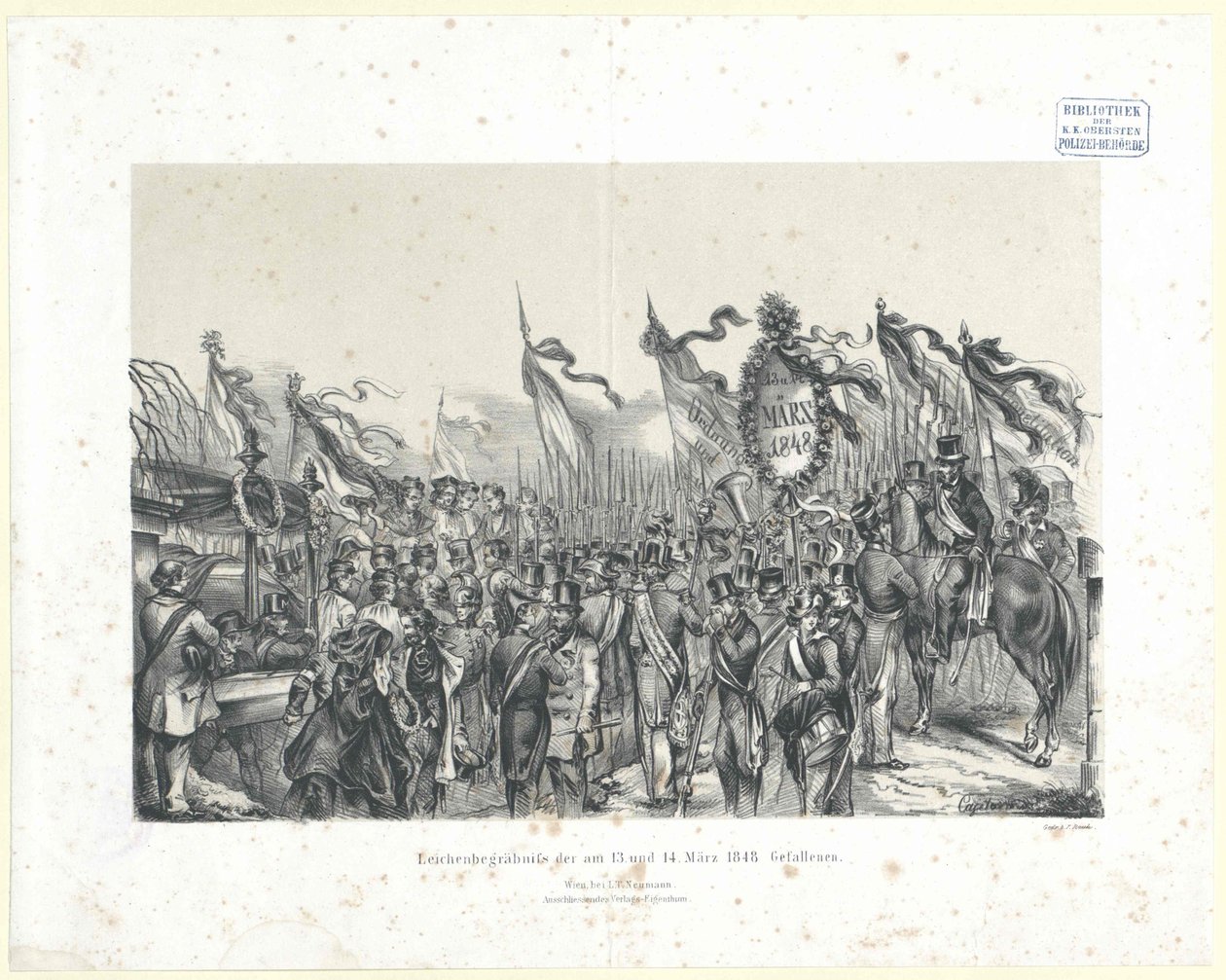 Begravelse af den 13. og 14. marts 1848 person dræbt i kamp af Artist Unknown