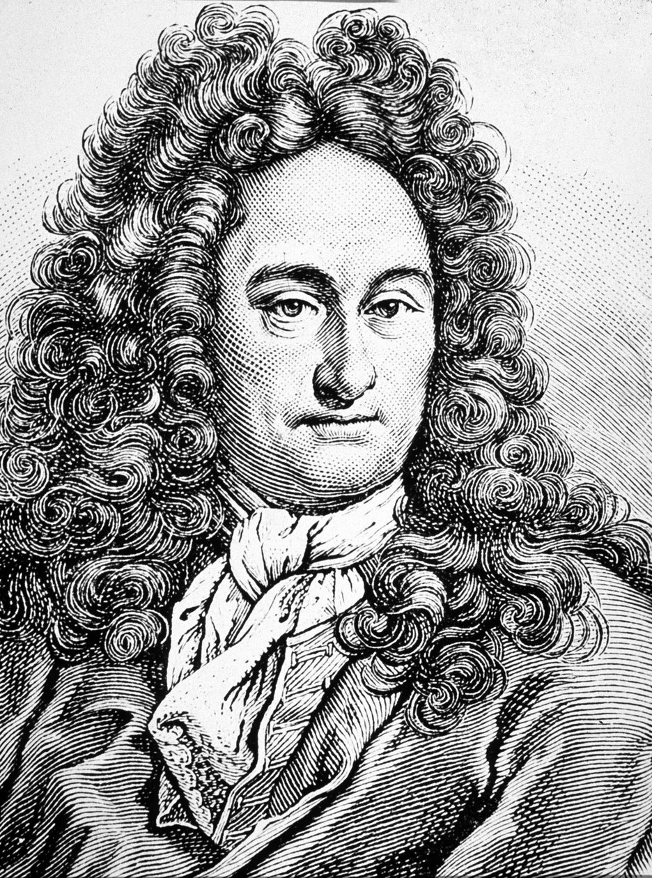 G W Leibniz Gottfried Wihlem (kobberstik) af Artist Unknown