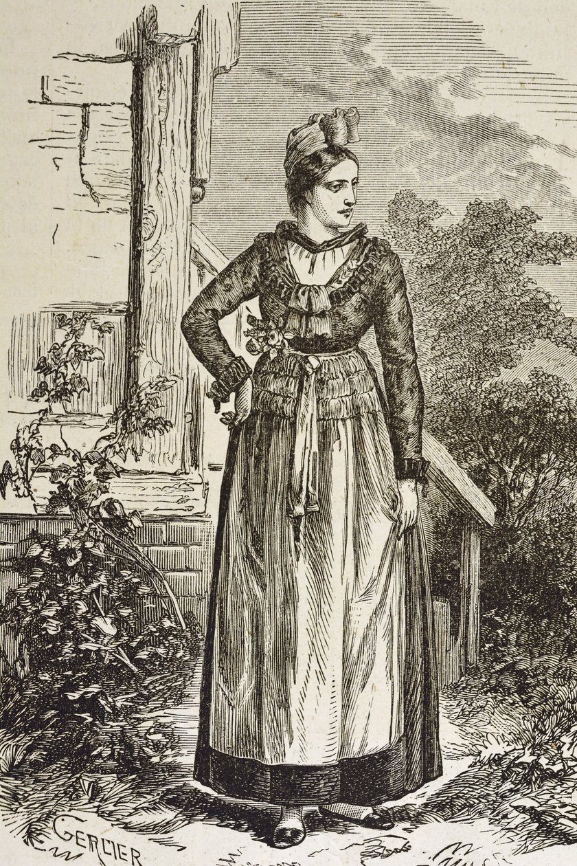Tyskland (C19th). Samfund (1879). Alsace. Kvinder i regionen. Lige nu holdes Alsace af den tyske rigsdag (1871-1918). Gravering. Privat samling af Artist Unknown