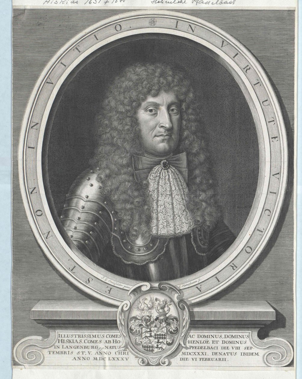 Hezekiah greve Hohenlohe-Waldenburg-Pfedelbach af Artist Unknown