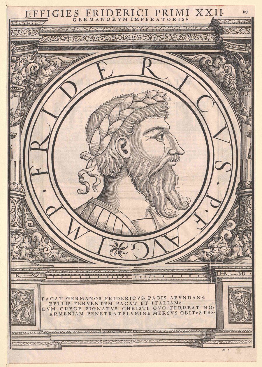 Den tysk-romerske kejser Frederik I Barbarossa af Artist Unknown