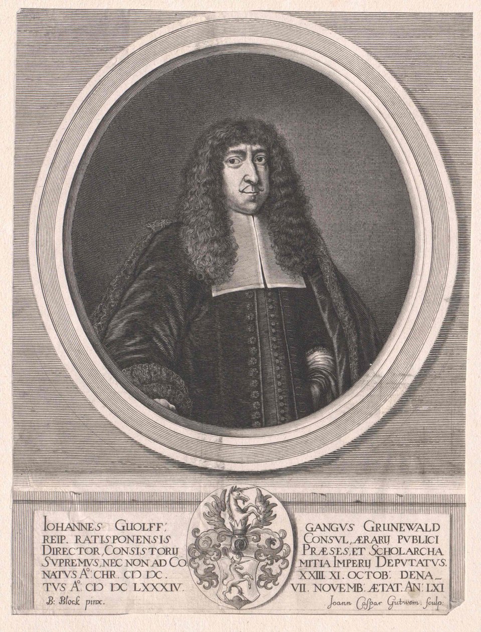 Johann Wolfgang Grünewald (print) af Artist Unknown
