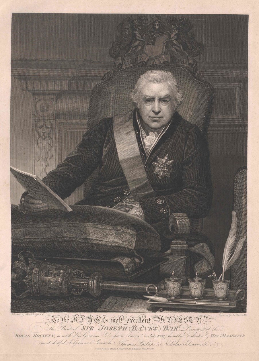 Joseph baronet Banks af Artist Unknown