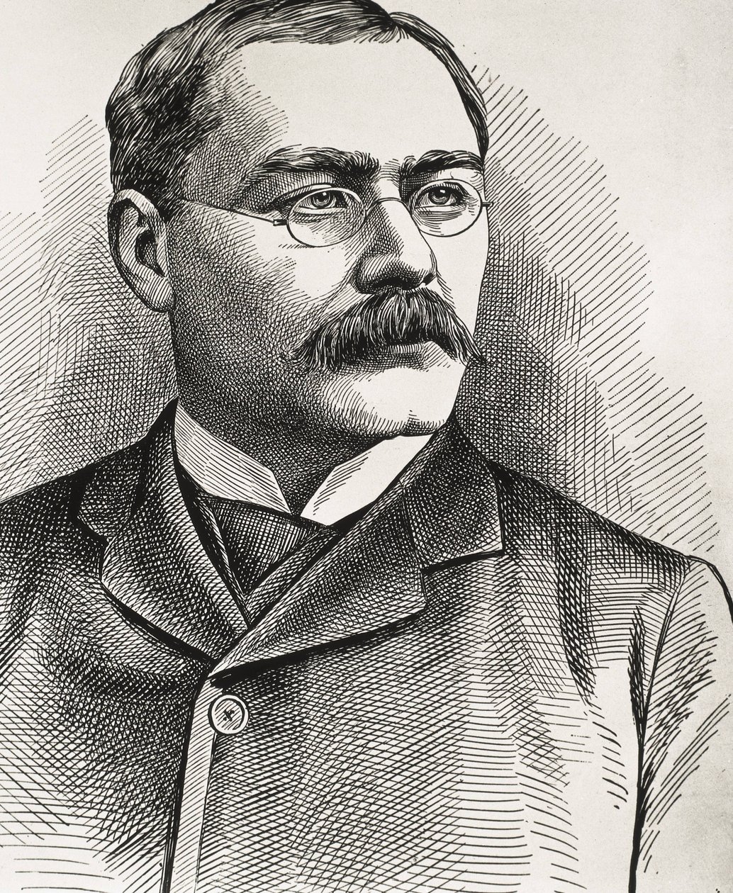 KIPLING, Rudyard (1865-1936). Britisk forfatter, født i Indien. Nobelpris i litteratur 1907. Portræt af Kipling. Gravering. af Artist Unknown