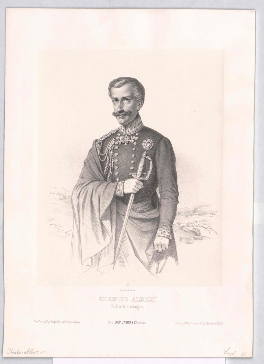 Konge af Sardinien Charles Albert af Artist Unknown