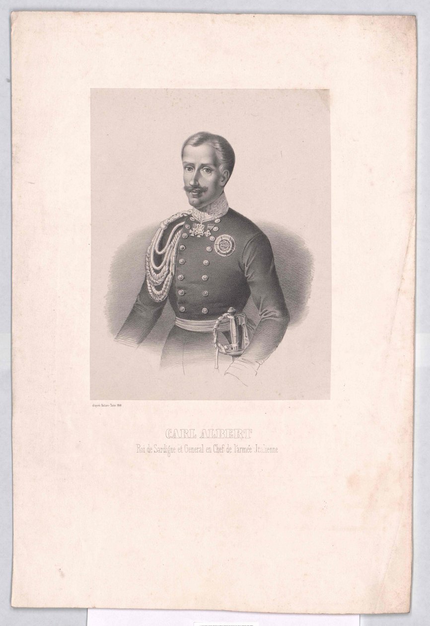 Konge af Sardinien Charles Albert af Artist Unknown