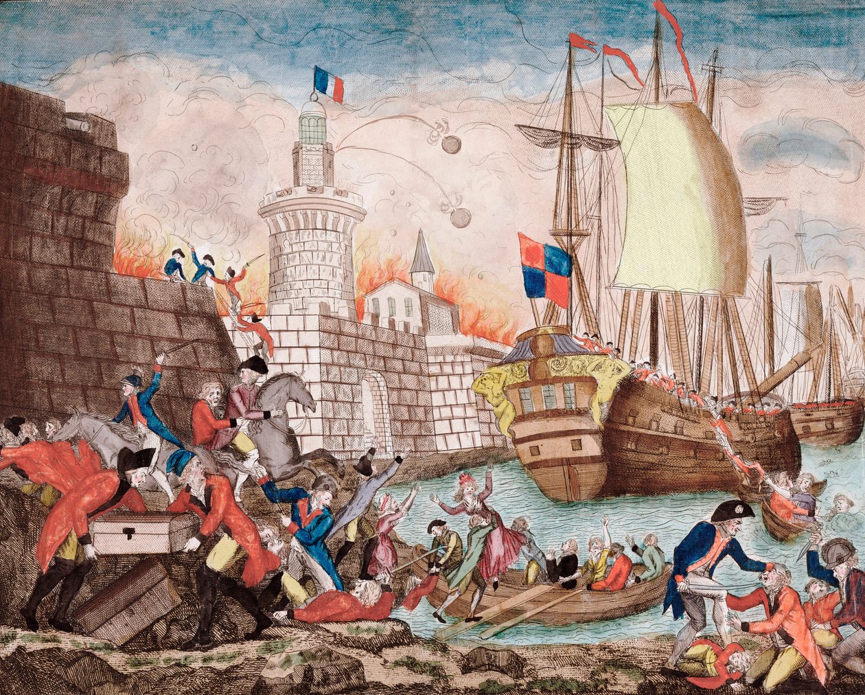 La Terreur: belejringen af Toulon fra september til december 1793 (kobberstik) af Artist Unknown