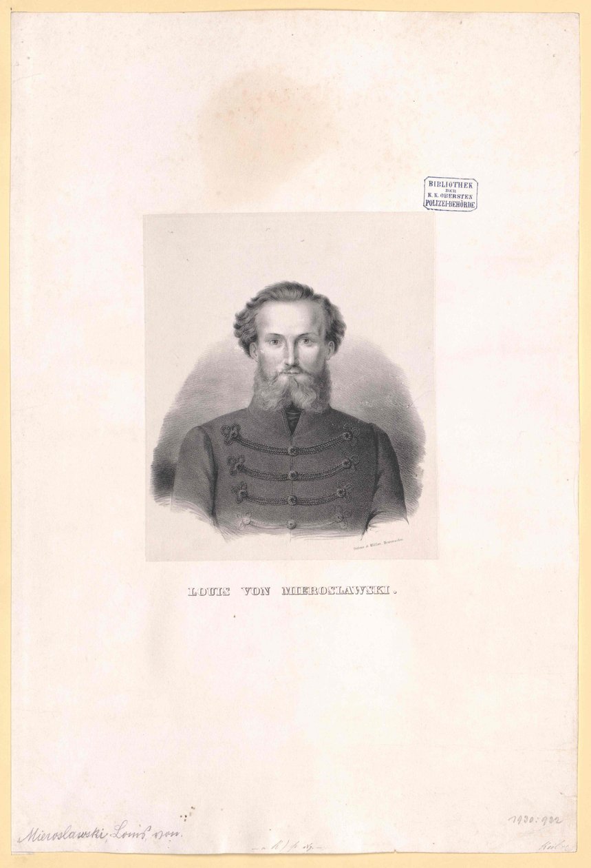Louis de Mieroslawski af Artist Unknown