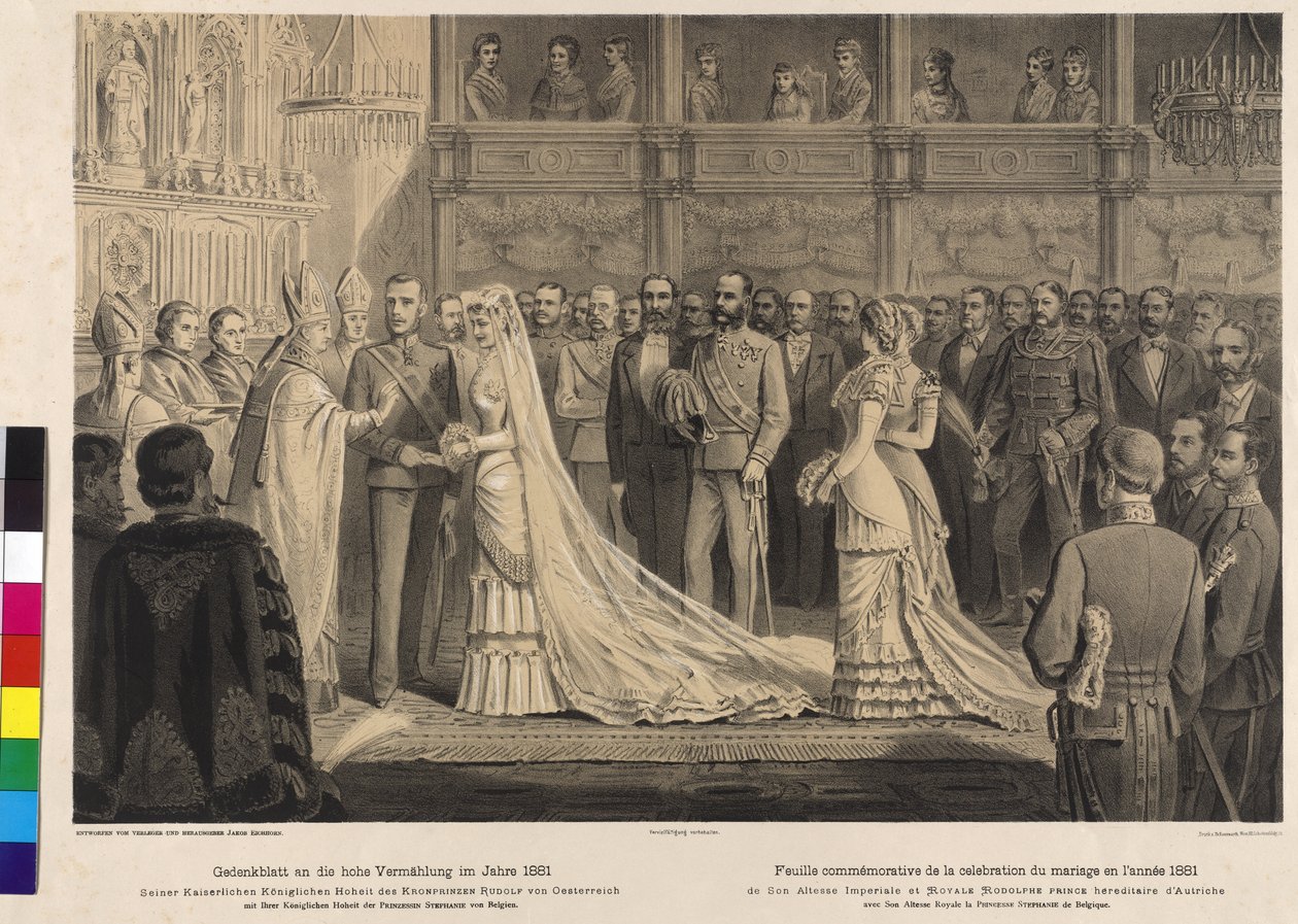 Bryllupsceremoni for kronprins Rudolf og prinsesse Stephanie af Belgien af Artist Unknown