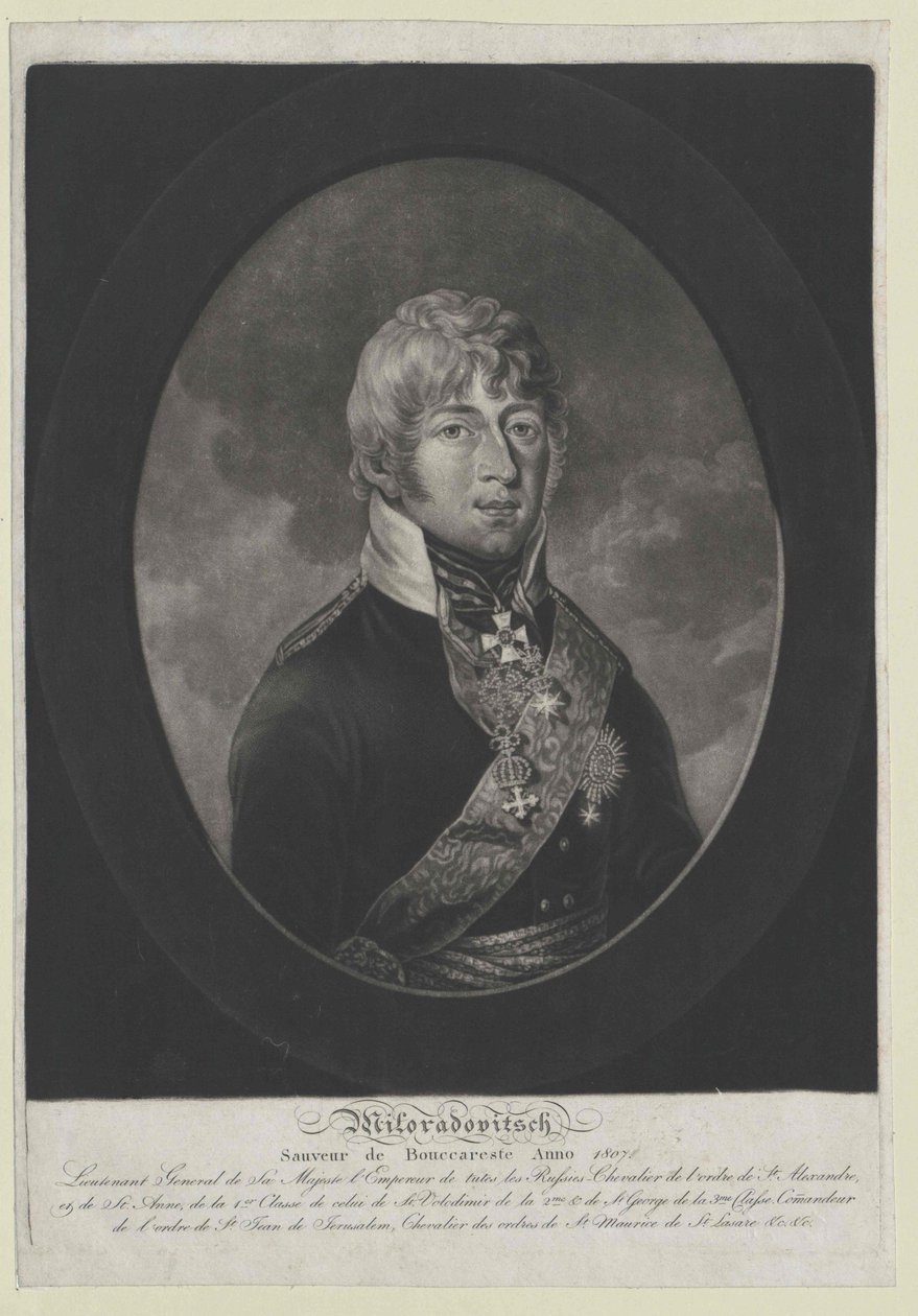 Mikhail Andreyevich greve Miloradovich af Artist Unknown