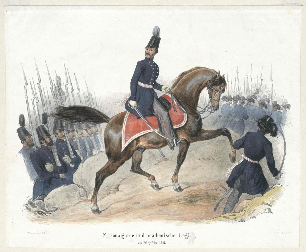 Nationalgarden og den kollegiale legion den 26. maj 1848 af Artist Unknown