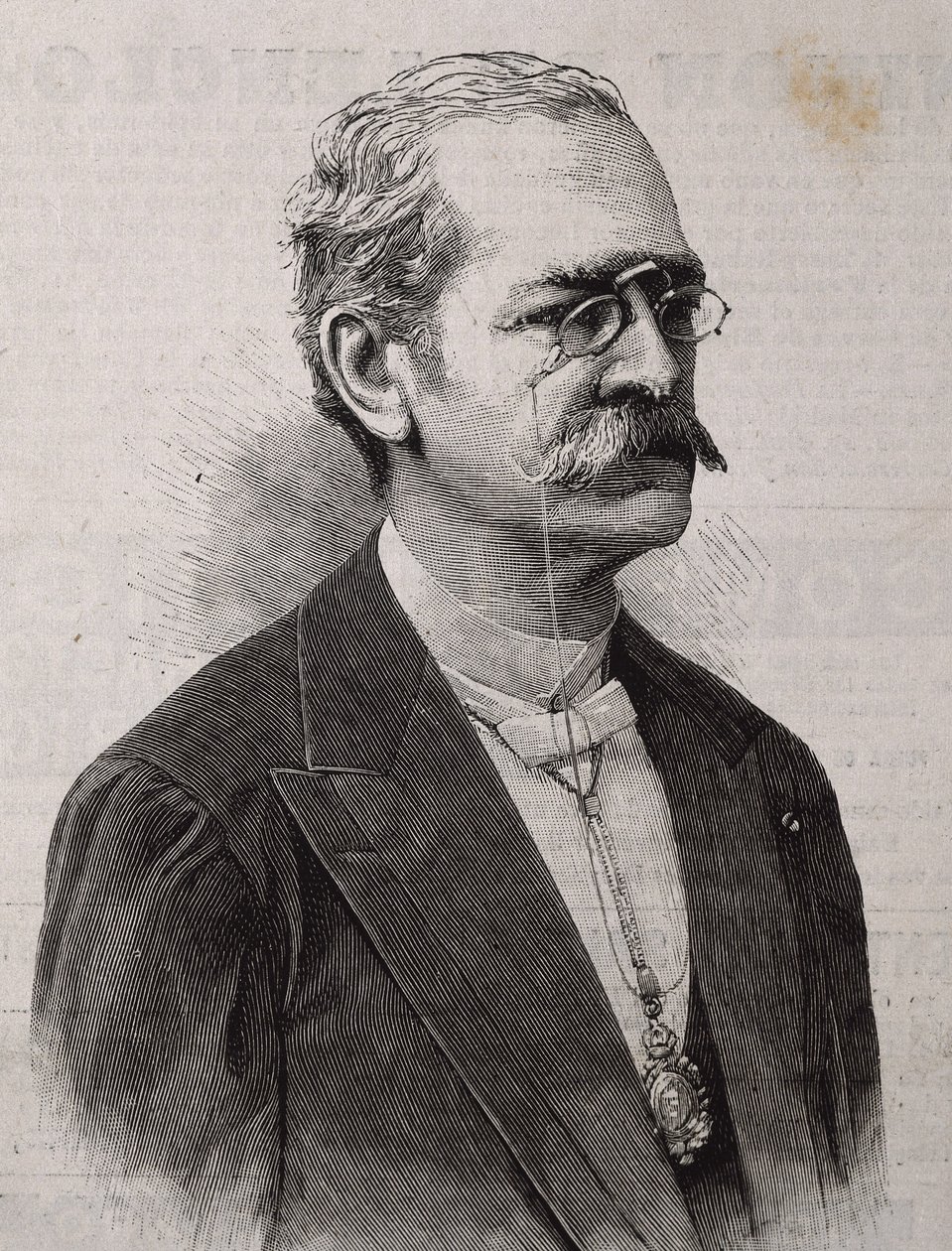 PALMA, Ricardo (1833-1919). Peruviansk forfatter, forsker, bibliotekar og politiker. Gravering. af Artist Unknown