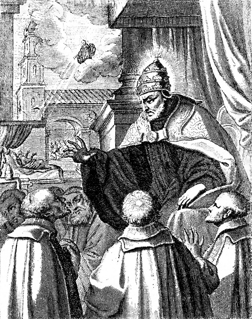 Pavelige delegater ved hoffet hos Michael I af Konstantinopel, Skismaet i 1054 (kobberstik) af Artist Unknown