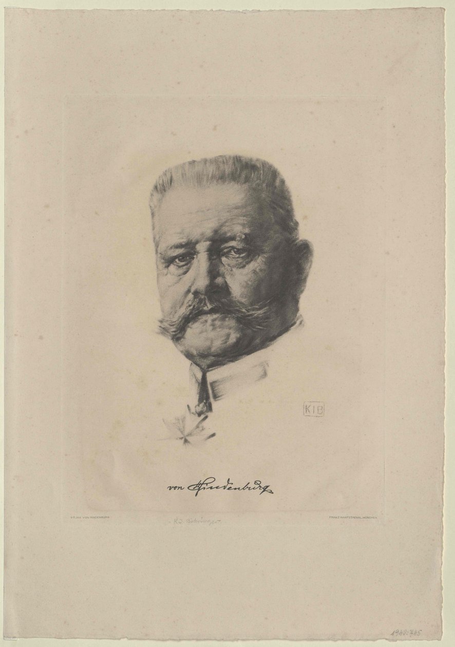 Paul von Beneckendorff Hindenburg af Artist Unknown
