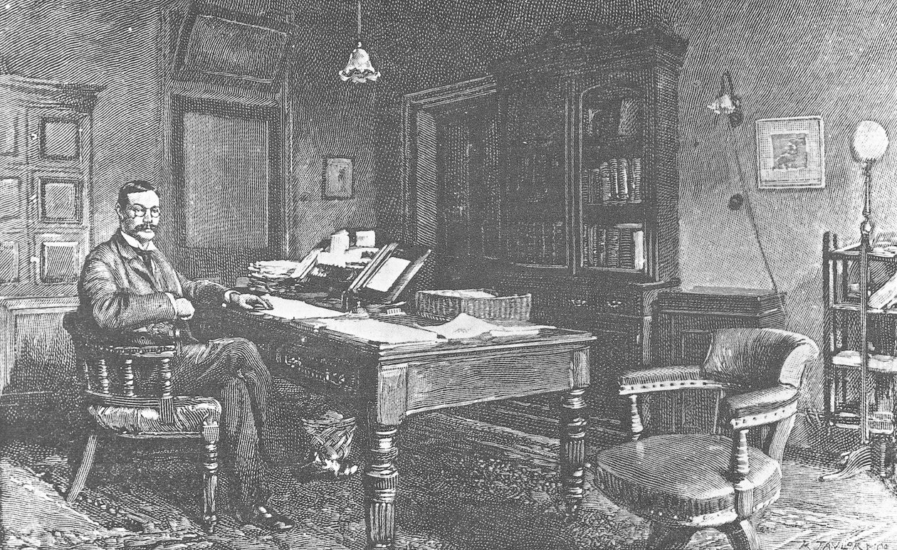 Portræt af Arthur Conan Doyle (kobberstik) af Artist Unknown