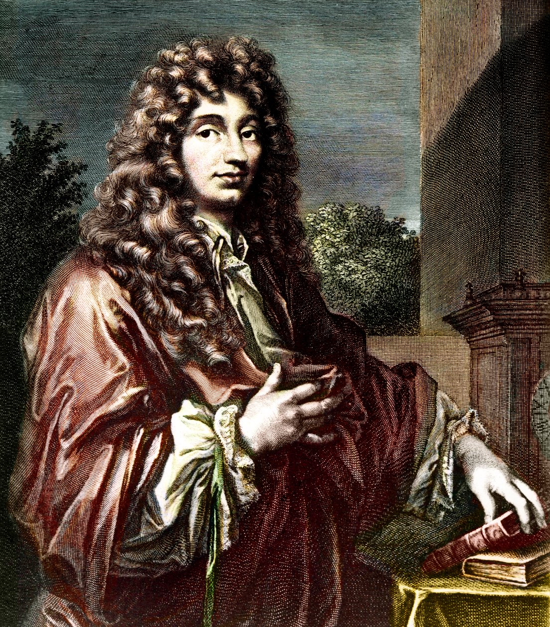 Portræt af CHRISTIAN HUYGENS (1629-1695) - hollandsk matematiker, fysiker og astronom - Koloreret kobberstik - Portræt af Christiaan Huygens - hollandsk fysiker og matematiker (1629-1695). af Artist Unknown