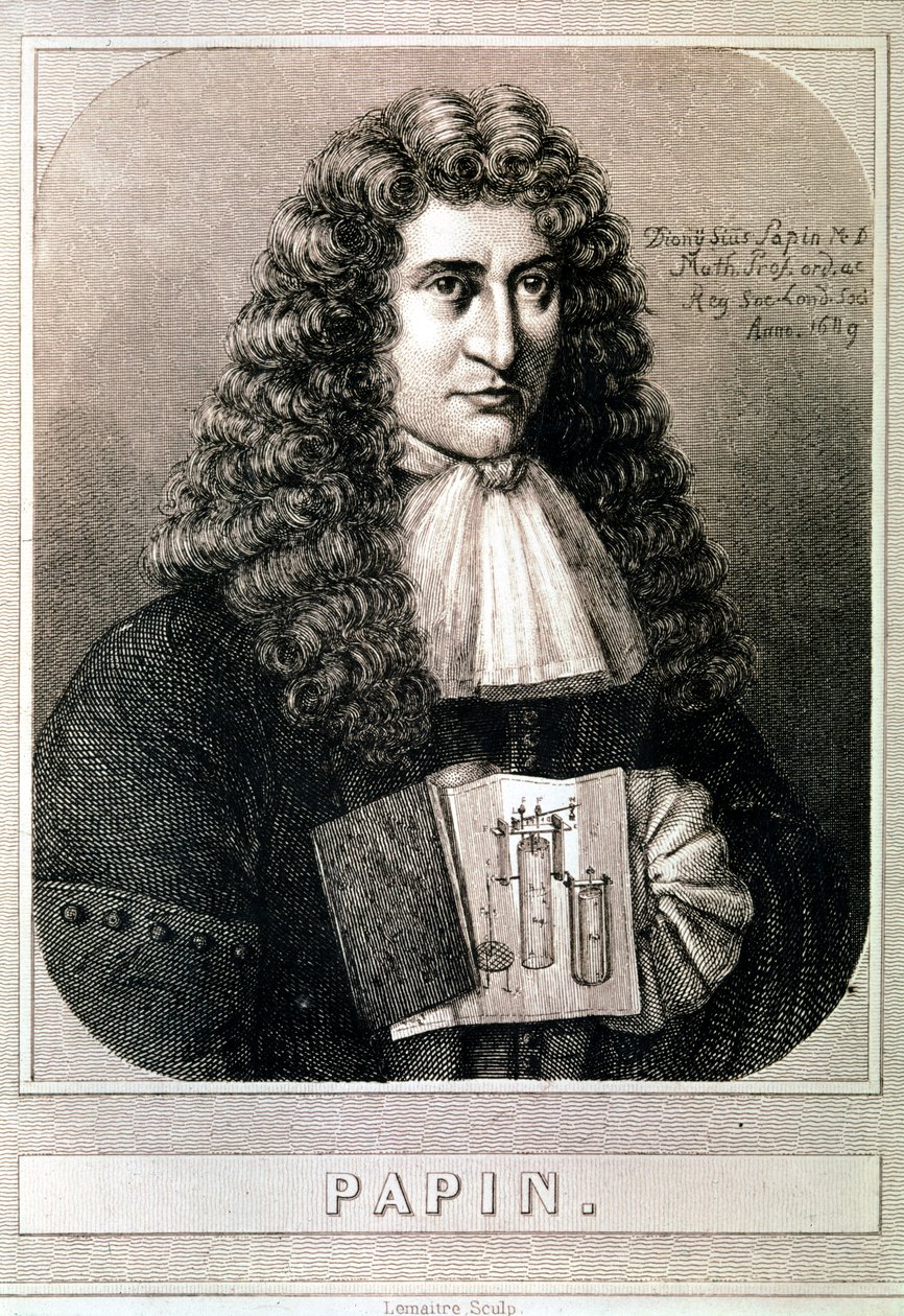 Portræt af Denis Papin (radering) af Artist Unknown