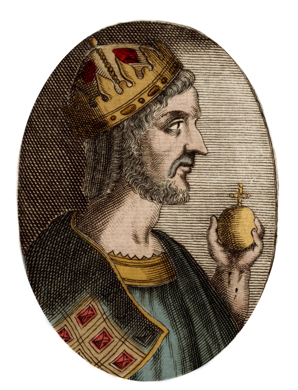 Portræt af Justinian I - Portræt af Justinian I (Den Store) (Flavius Petrus Sabbatius Justinianus) (482-565), østromersk kejser af Artist Unknown