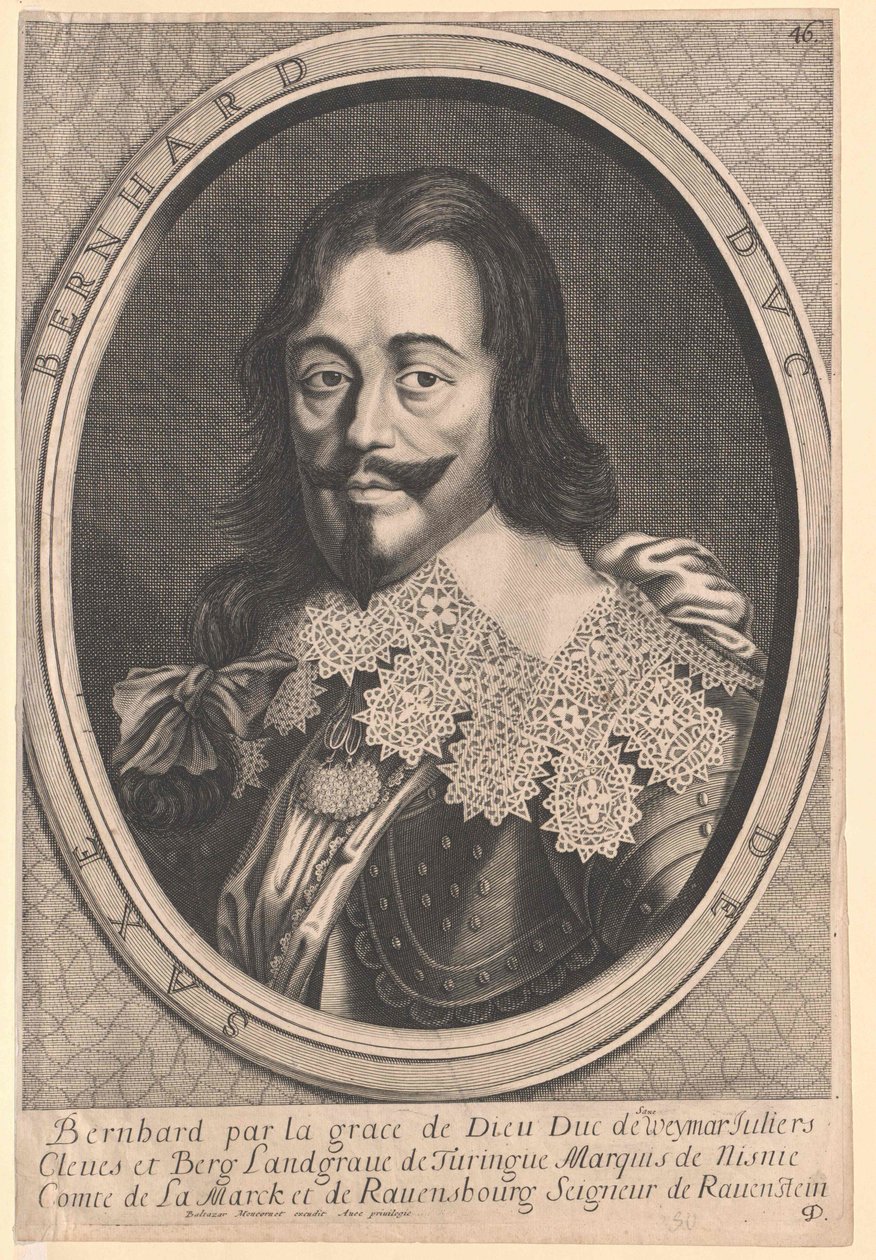Prins af huset Sachsen-Weimar Bernard (print) af Artist Unknown
