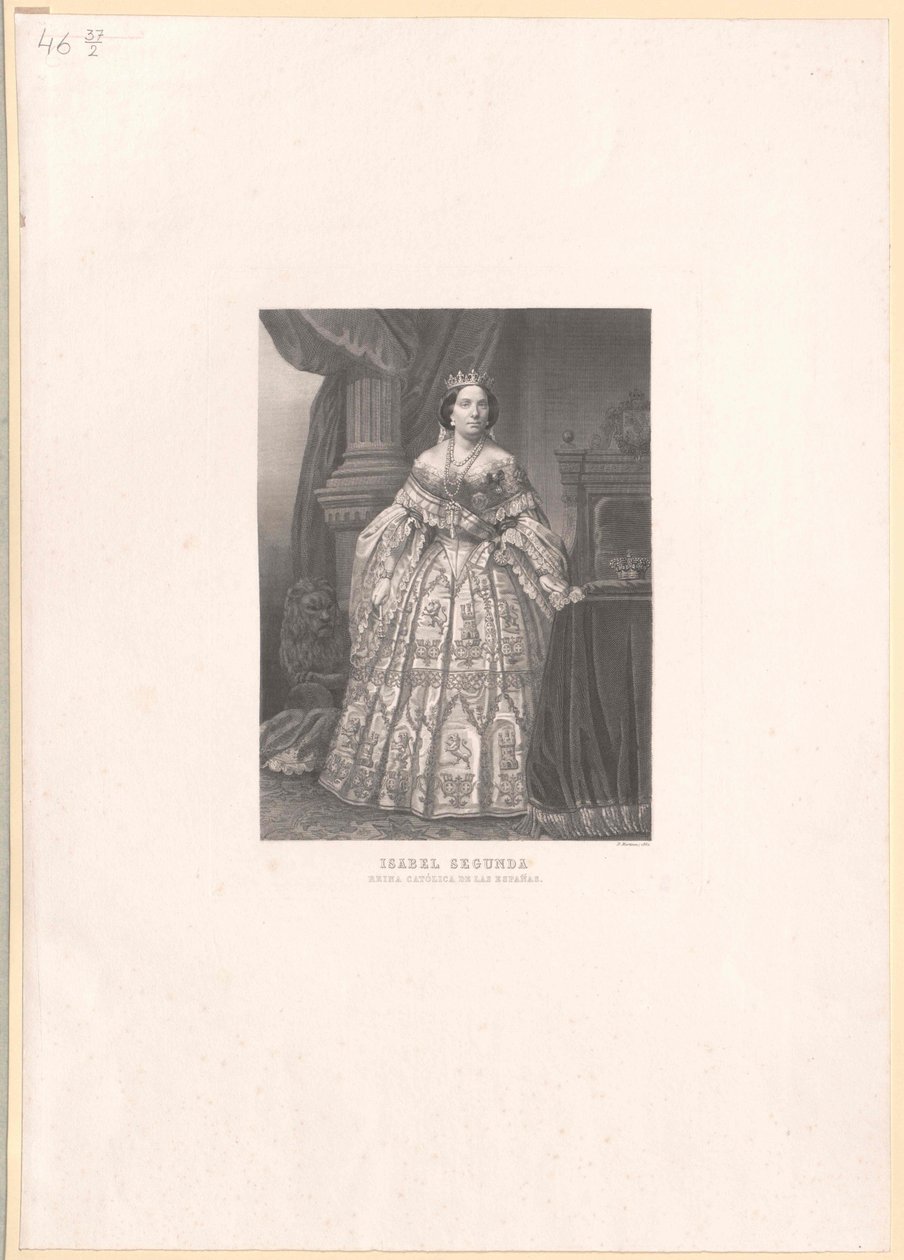 Dronning af Spanien Isabella II af Artist Unknown
