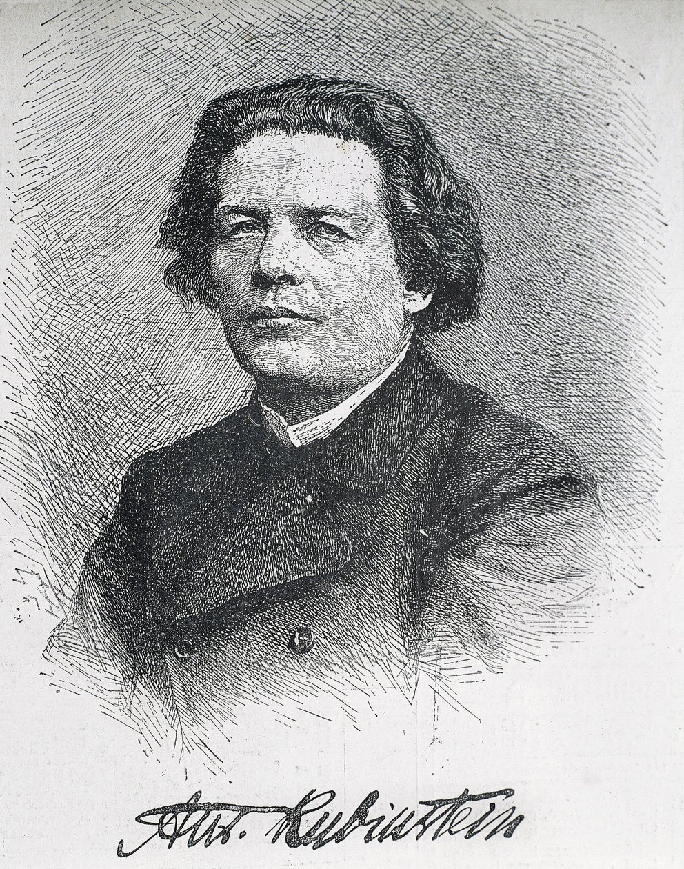 RUBINSTEIN, Anton Grigoryevich (1829-1894). Russisk komponist og pianist. Signeret portræt af Anton Rubinstein. Gravering. af Artist Unknown