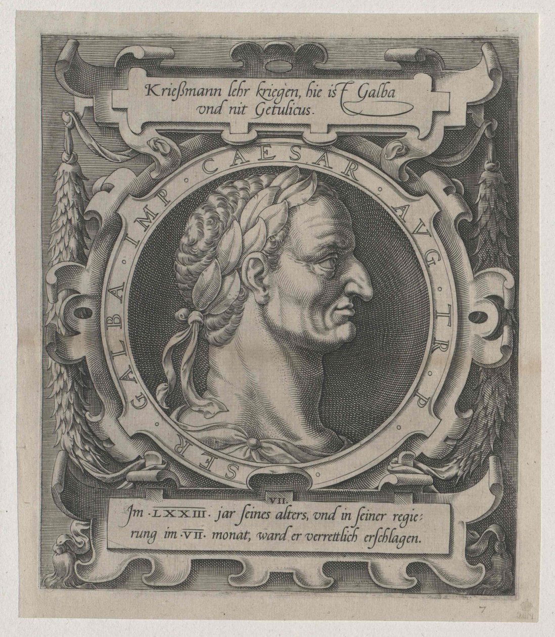 Den romerske kejser Galba (tryk) af Artist Unknown