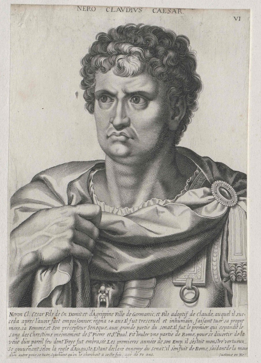 Den romerske kejser Nero (print) af Artist Unknown