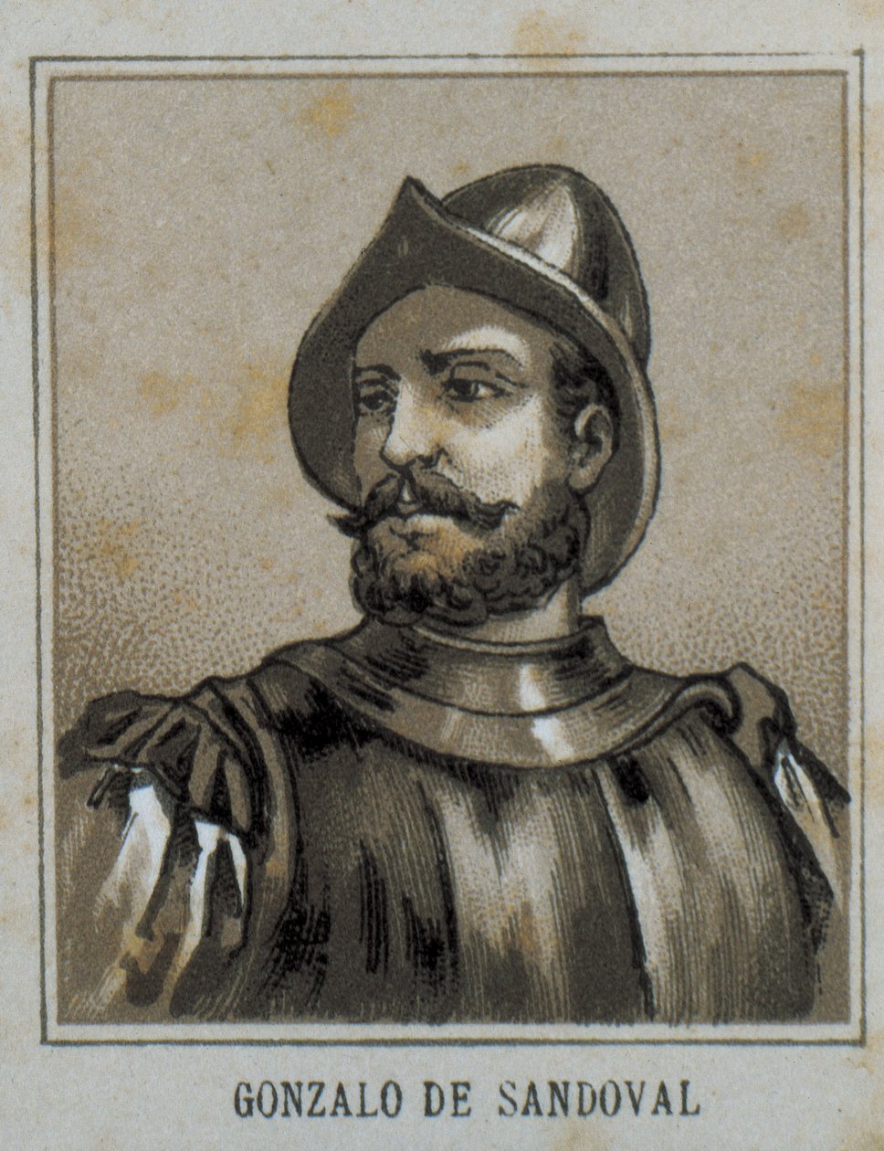 SANDOVAL, Gonzalo de (1497-1527). Spansk conquistador i Ny Spanien (Mexico). Gravering. af Artist Unknown