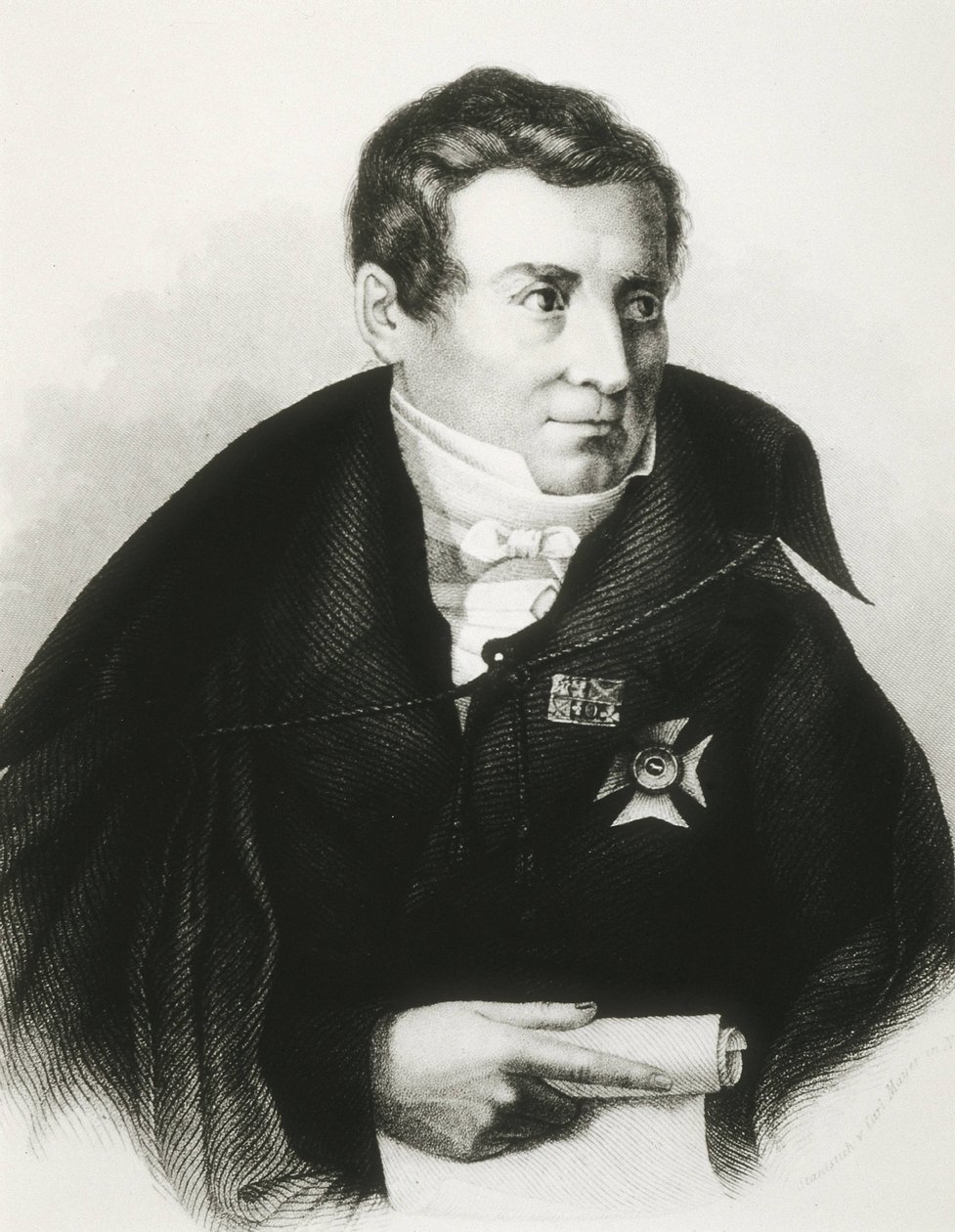 SCHLEGEL, August Wilhelm von (1767-1845). Tysk teoretiker inden for romantikken. Litografi. af Artist Unknown