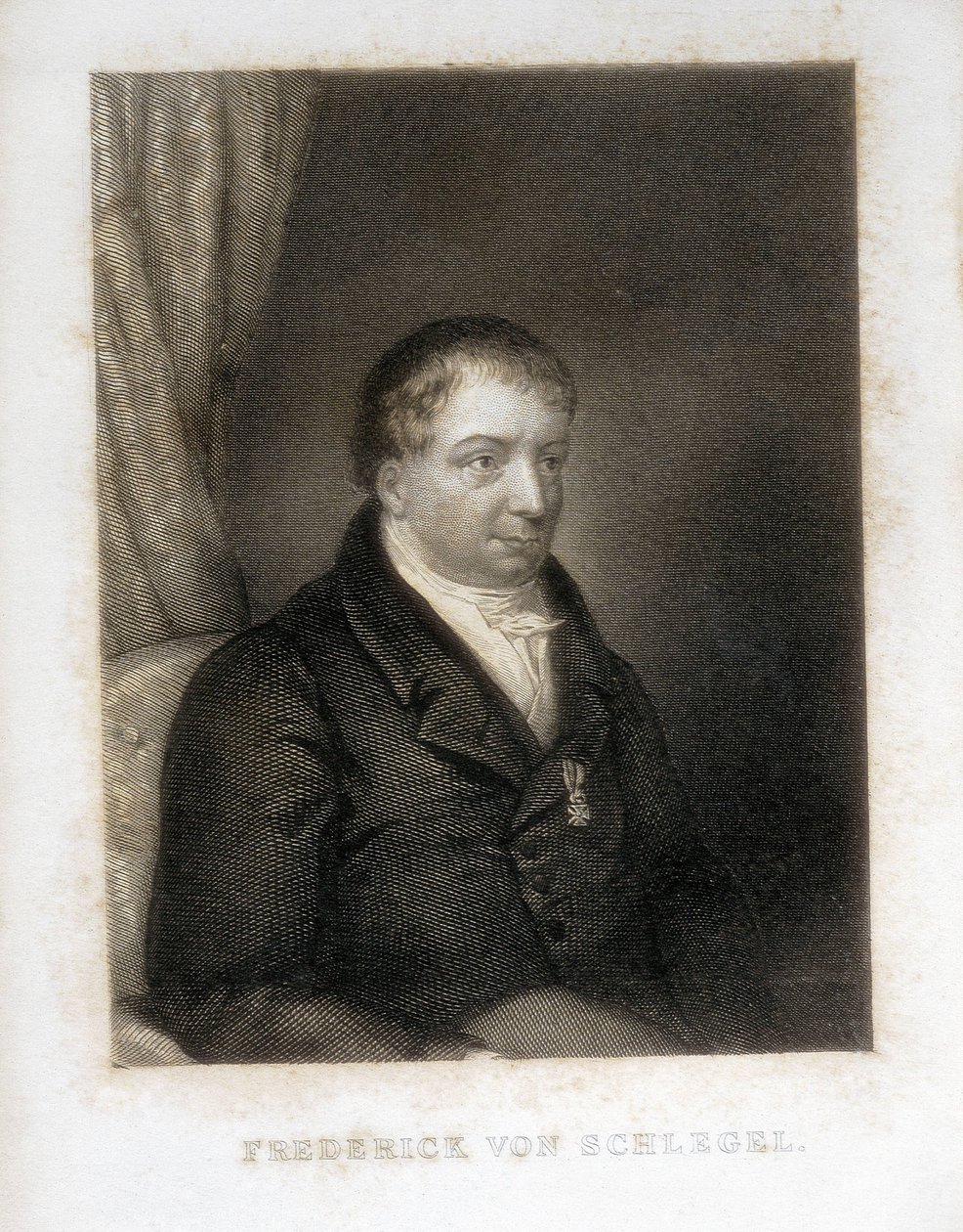 SCHLEGEL, Friedrich von (1772-1829). Tysk digter, kritiker og lærd. Kritisk leder af den tyske romantik. Gravering. af Artist Unknown