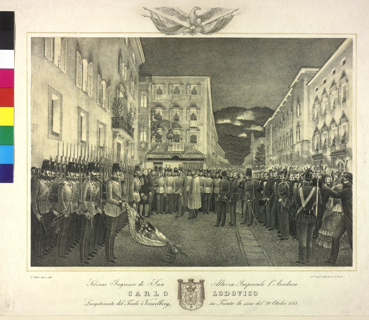 Højtidelig modtagelse af ærkehertug Karl Ludwig den 20. oktober 1855 i Trento af Artist Unknown