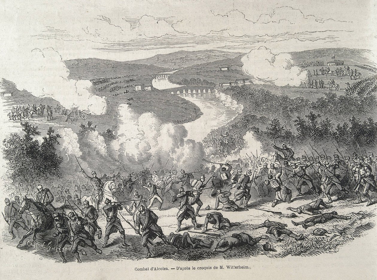 Spanien. Revolutionen i 1868. Slaget ved Alcolea (20. september), som kulminerede med Isabel II