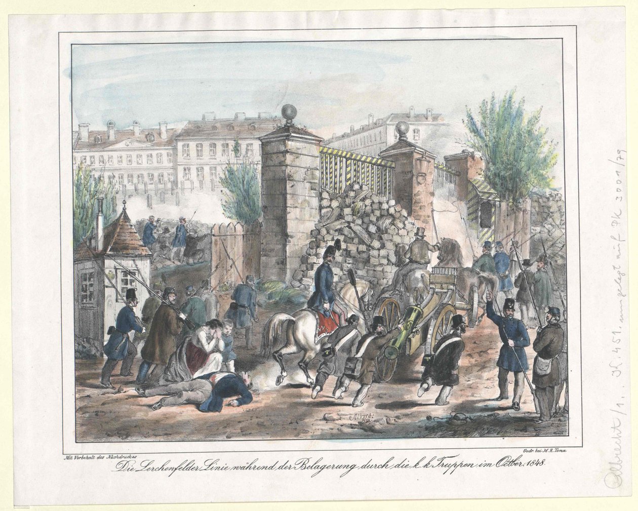 Lerchenfelder-linjen under de k.k.-troppers belejring i oktober 1848 af Artist Unknown